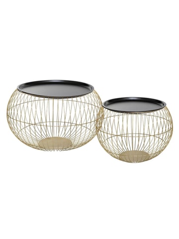 WellHome 2-delige set: bijzettafels zwart/goudkleurig