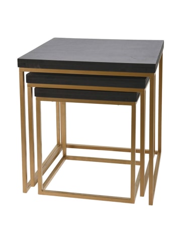 WellHome Set van drie tafels zwart/goudkleurig