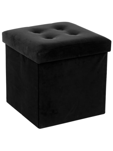 WellHome Opbergpoef zwart - (B)38 x (H)38 x (D)38 cm