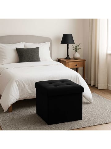 WellHome Aufbewahrungspouf in Schwarz - (B)38 x (H)38 x (T)38 cm