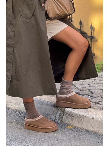 trendyol Leder-Slipper in Braun