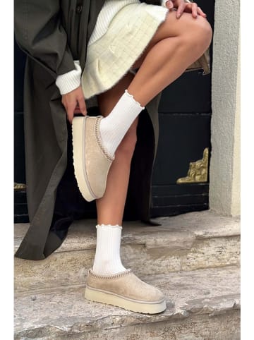 trendyol Leder-Ankle-Boots in Beige