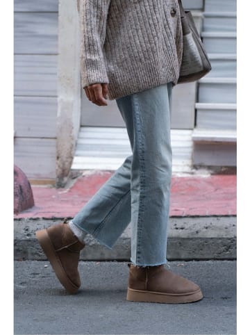 trendyol Leren enkelboots bruin