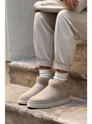 trendyol Leren enkelboots beige