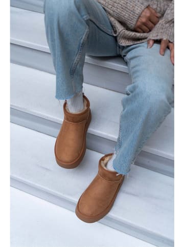 trendyol Leder-Ankle-Boots in Hellbraun