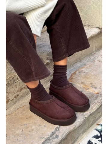 trendyol Leder-Ankle-Boots in Braun