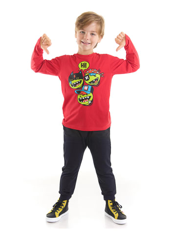 Denokids 2-delige outfit "Hi Gang" rood/zwart