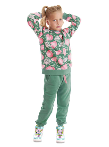 Denokids 2-delige outfit "Flower Garden" groen