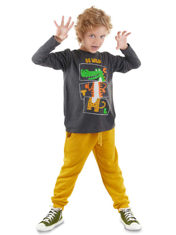 Denokids 2tlg. Outfit "Be Wild" in Anthrazit/ Gelb