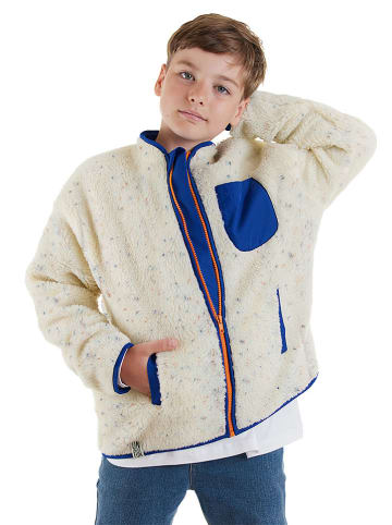 Denokids Fleece vest crème/blauw