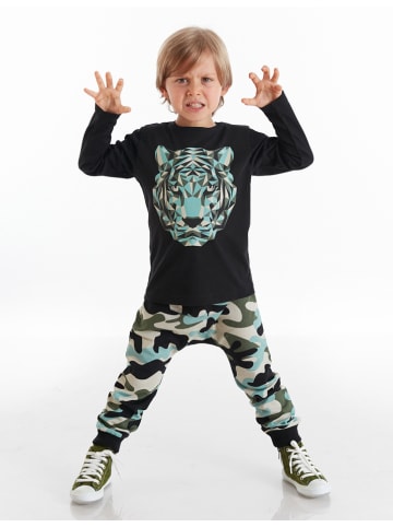 Denokids 2-delige outfit "Camo Tiger" zwart/turquoise