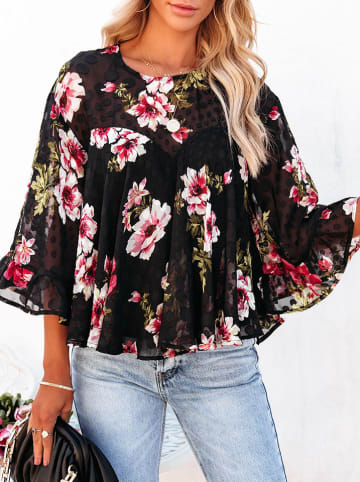 Milan Kiss Bluse in Schwarz/ Rosa