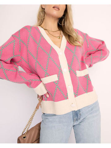 Milan Kiss Cardigan in Pink/ Creme