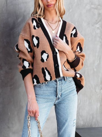 Milan Kiss Cardigan in Hellbraun/ Schwarz