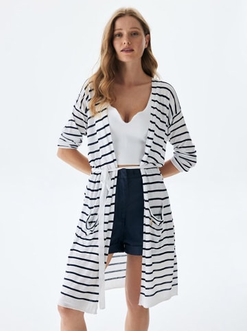 LTB Cardigan "Kecasa" in Weiß/ Dunkelblau