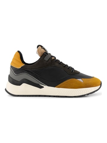 DENBROECK Leder-Sneakers "Baxter St." in Grau/ Gelb