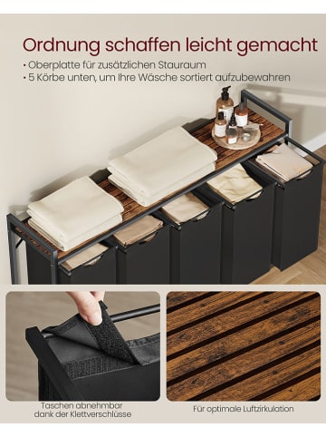 Songmics Kosz w kolorze czarno-brązowym na pranie - 143,5 x 72 x 33 cm