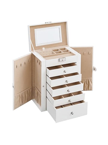 Songmics Uhrkästchen in Weiß/ Hellbraun - (B)26 x (H)32 x (T)15,6 cm