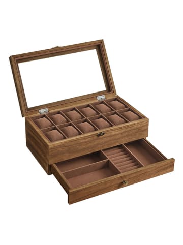 Songmics Schmuckkästchen in Hellbraun - (B)34 x (H)12,5 x (T)19 cm