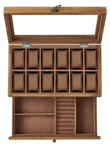 Songmics Schmuckkästchen in Hellbraun - (B)34 x (H)12,5 x (T)19 cm