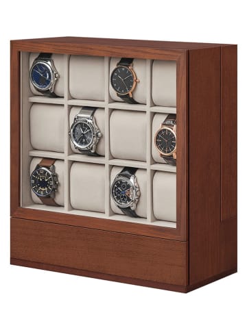 Songmics Szkatułka w kolorze brązowym na zegarki - 29,5 x 32,5 x 15 cm