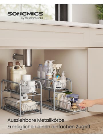 Songmics 2er-Set: Küchenregale in Silber - (B)35,8 x (H)27,2 x (T)21,6 cm