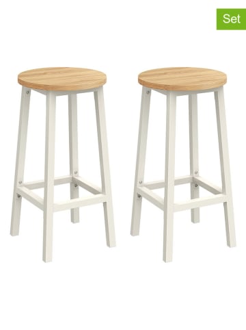 Songmics 2er-Set: Barhocker in Hellbraun/ Weiß - (H)65 cm