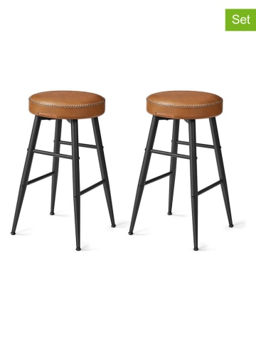 Songmics 2er-Set: Barhocker in Hellbraun - (H)63 cm