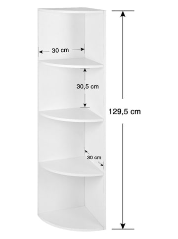 Songmics Regał w kolorze białym na książki - 30 x 129,5 x 30 cm
