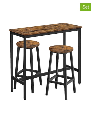 Songmics 3-delige set: bartafel met krukken bruin