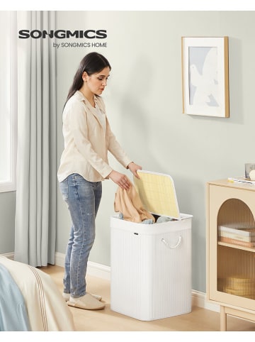 Songmics Wasmand wit - (B)40 x (H)61 x (D)40 cm