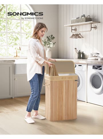 SONGMICS Wäschekorb in Hellbraun - (B)42,5 x (H)61 x (T)31,5 cm