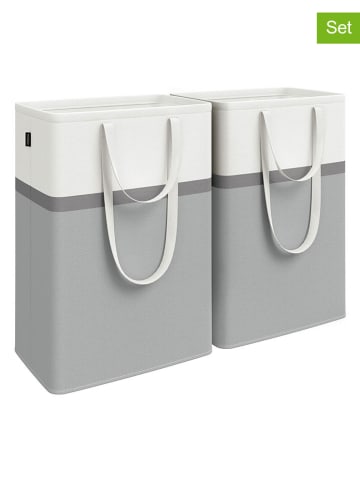 SONGMICS 2er-Set: Wäschekörbe in Grau/ Weiß - (B)40 x (H)65 x (T)30 cm