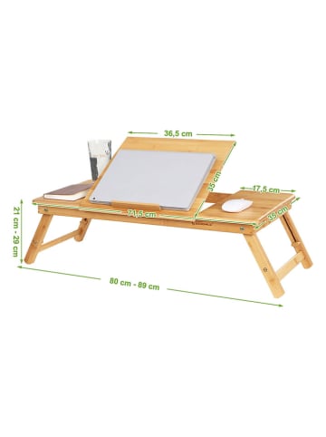 Songmics Laptoptisch in Hellbraun - (B)80 x (H)21 x (T)35 cm