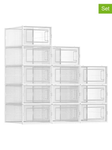 Songmics 12er-Set: Schuhboxen in Transparent - (B)23 x (H)14,3 x (T)33,5 cm