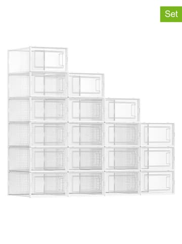 Songmics 18er-Set: Schuhboxen in Transparent - (B)23 x (H)14,3 x (T)33,5 cm