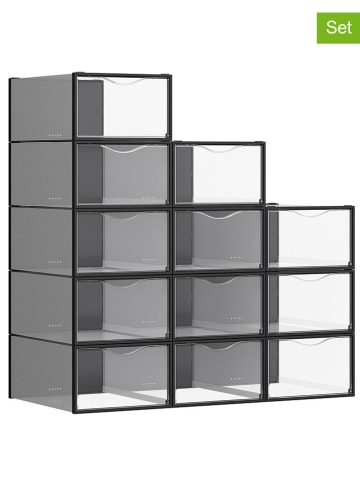 Songmics 12er-Set: Schuhboxen in Schwarz - (B)23 x (H)14,5 x (T)33,2 cm
