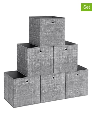 Songmics 6er-Set: Aufbewahrungsboxen in Hellgrau - (B)33 x (H)33 x (T)33 cm