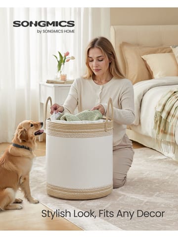 Songmics Kosz w kolorze biało-jasnobrązowym na pranie - wys. 46 x Ø 41 cm