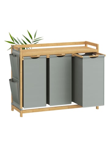 Songmics Kosz w kolorze jasnoszaro-jasnobrązowym na pranie - 94 x 78 x 33 cm