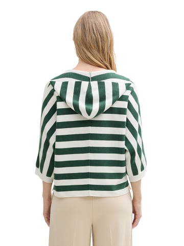 Tom Tailor Bluse in Dunkelgrün/ Creme