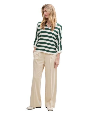 Tom Tailor Bluse in Dunkelgrün/ Creme