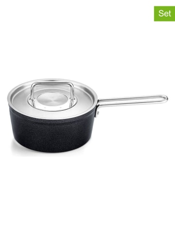 Fissler 2tlg. Set: Stielkasserolle "Adamant®" in Schwarz - Ø 18 cm