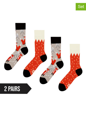 Dedoles Skarpety (2 pary) w kolorze jasnoszaro-czerwonym