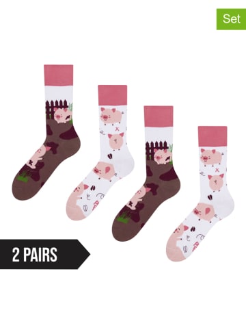 Dedoles 2er-Set: Socken in Altrosa/ Weiß