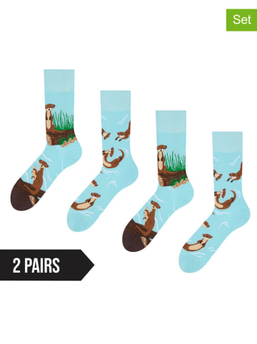 Dedoles 2er-Set: Socken in Hellblau/ Braun
