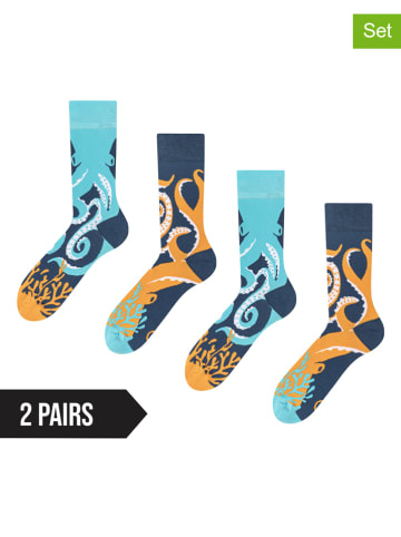 Dedoles 2er-Set: Socken in Dunkelblau/ Türkis