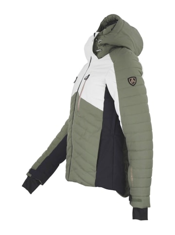 Peak Mountain Kurtka narciarska "Acharme" w kolorze oliwkowo-białym