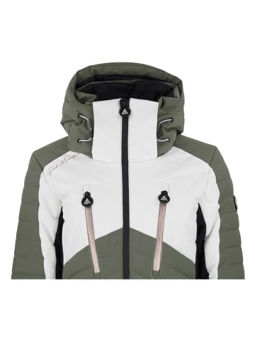 Peak Mountain Kurtka narciarska "Acharme" w kolorze oliwkowo-białym