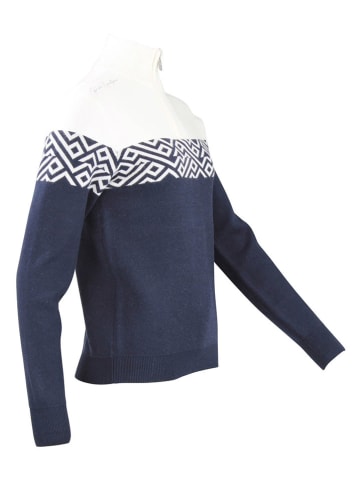 Peak Mountain Sweter "Akar" w kolorze granatowo-białym